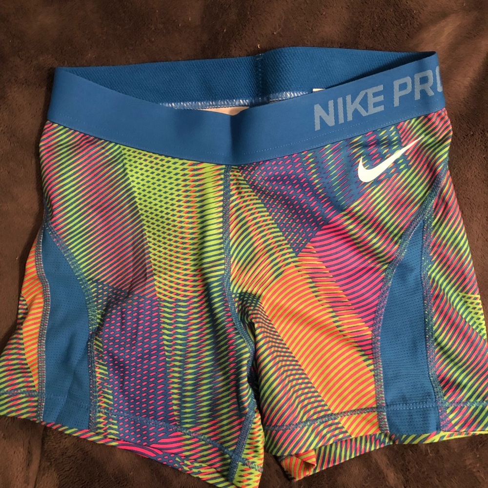 NIKE PRO womens rainbow spandex/compression shorts